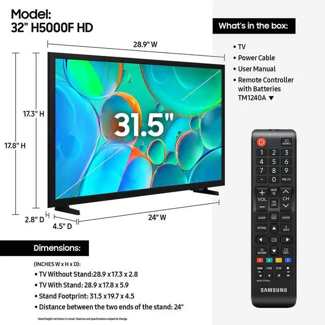 Alt view image 2 of 7 - 32-Inch Class HD H5000F Smart TV (2025 Model) HDR, Object Tracking Sound Lite, Knox Security, One UI Tizen