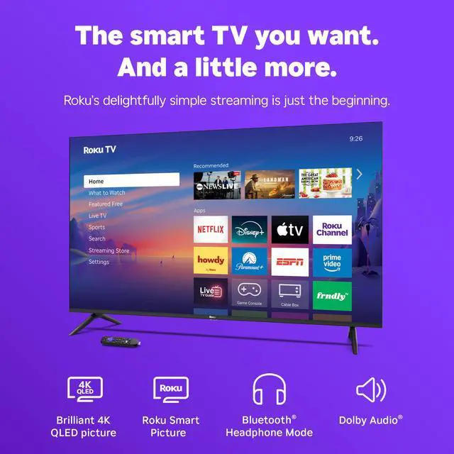 Alt view image 3 of 7 - 55-Inch Smart TV 2026 Select Series, 4K QLED TV TV | Flat Screen QLED Television with Voice Remote, Wi-Fi & Bluetooth Headphone Mode - Streaming Live Local News, Sports, & Movies