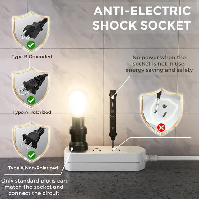 Alt view image 5 of 6 - Outdoor Power Strip Weatherproof, 5FT Extension Cord with 3 Outlets, White | 1625W/13A, IPX6 Waterproof, Surge Protection, Electric Shockproof, Wall Mountable for Indoor Outdoor, UL Listed