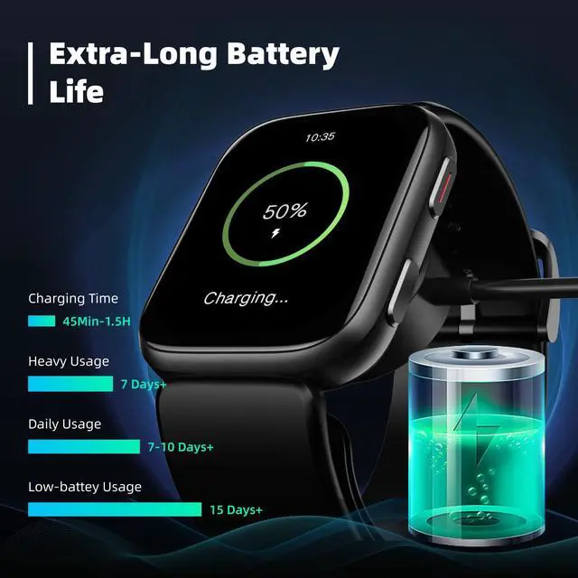 Alt view image 7 of 7 - Smart Watch, 1.95" Smart Watch Blood Pressure Monitor with Air Pump Cuff, Blood Pressure Watch with Sleep Heart Rate Monitor, Pedometer, Monitor Watch Supports Data Sharing, Reminder