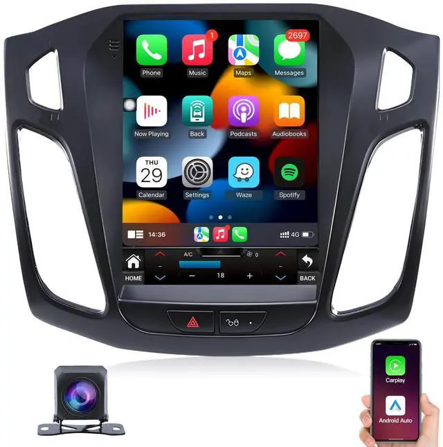 Main image of Ford Focus Car Stereo Radio 2012-2018 with Carplay/Android Auto, 10.4 Inch IPS Touch Screen Replacement with GPS Navigation Bluetooth 5GWiFi Mirror Link Backup Camera, 2G RAM 32G ROM