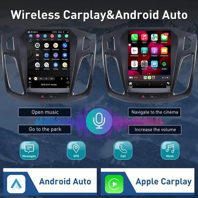 Alt view image 3 of 7 - Ford Focus Car Stereo Radio 2012-2018 with Carplay/Android Auto, 10.4 Inch IPS Touch Screen Replacement with GPS Navigation Bluetooth 5GWiFi Mirror Link Backup Camera, 2G RAM 32G ROM