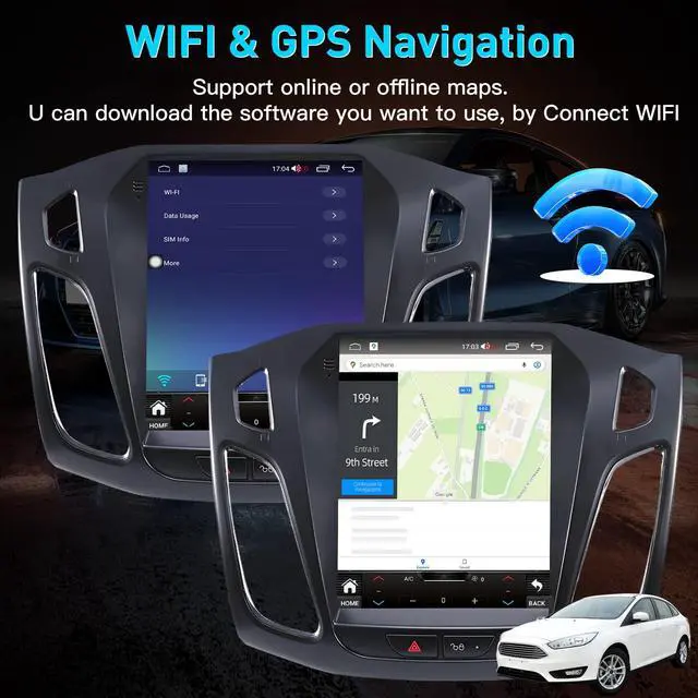 Alt view image 4 of 7 - Ford Focus Car Stereo Radio 2012-2018 with Carplay/Android Auto, 10.4 Inch IPS Touch Screen Replacement with GPS Navigation Bluetooth 5GWiFi Mirror Link Backup Camera, 2G RAM 32G ROM