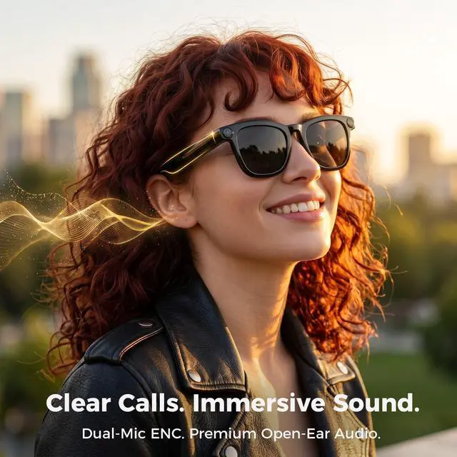 Alt view image 7 of 7 - AI Smart Glasses, 8MP 4K POV Camera, EIS HD Video, Translation | AI Vision Assistant, Transcription, Open-Ear Audio/Calls, Bluetooth Sunglasses+Photochromic Lenses, Premium Box, Vlog/Travel