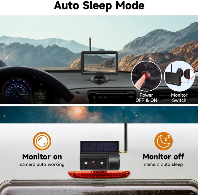 Alt view image 4 of 4 - Magnetic Solar Wireless Backup Camera with 5 HD Monitor No Wiring Rechargeable Battery IP68 IR Night Vision Rearview Camera System for Car RV Truck 5th Wheels Skid Steer Horse Trailer Hitch Camera