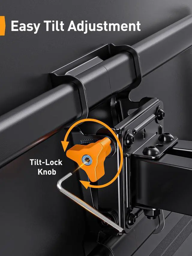 Alt view image 4 of 7 - UL Listed Full Motion TV Wall Mount for 42-90" TVs up to 132lbs | Heavy Duty TV Mount with Dual Articulating Arms, Tool-Free Smooth Tilt, Swivel, Fits 16" Studs, Max VESA 600x400mm, PGLF8