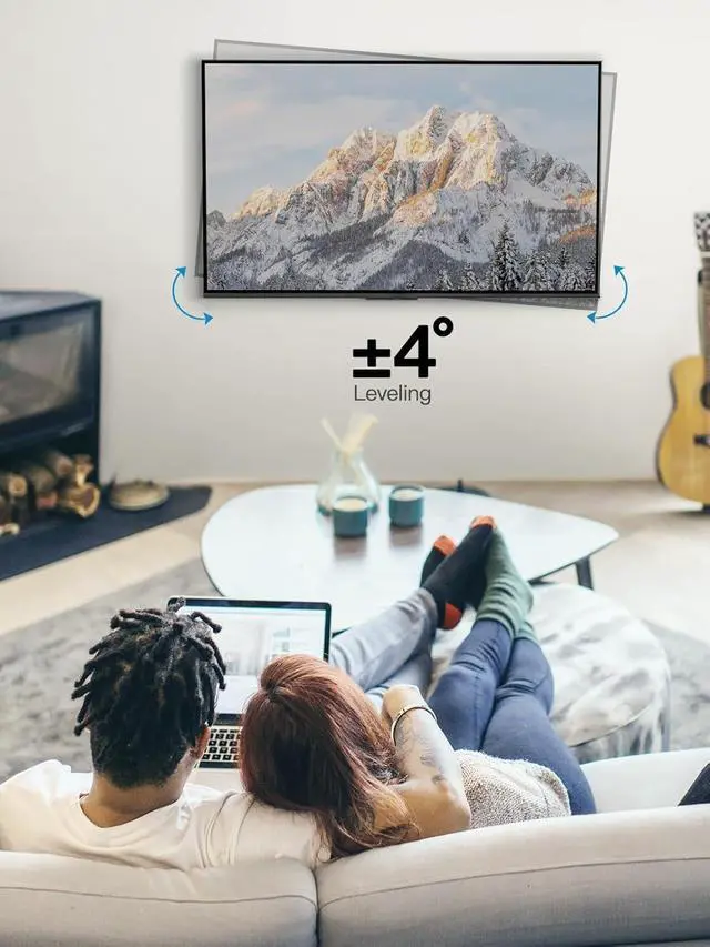 Alt view image 4 of 7 - Full Motion TV Wall Mount for 2665 inch TVs up to 77 lbs | Max VESA 400x400mm, TV Mount Bracket with Articulating Arms, Extension, Tilt, Swivel, Leveling, Reinforced Steel Structure