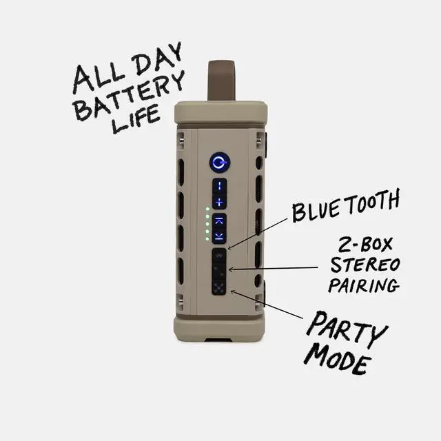Alt view image 3 of 7 - Ranger, Ultra-Portable Bluetooth Speaker, Waterproof, Tan | Built For The Outdoors, Plays to 105dB, IP-67, 12hr+ Battery Life, Magnetic Mounts, Unlimited Pairing for Full Stereo, 2.4lbs
