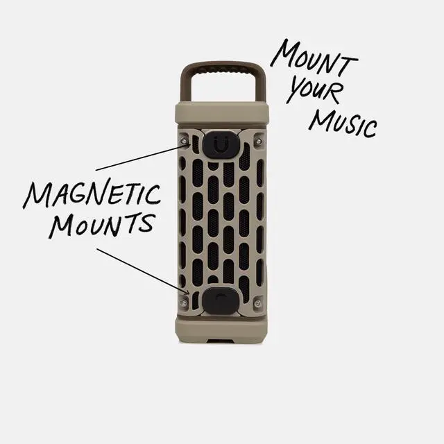 Alt view image 4 of 7 - Ranger, Ultra-Portable Bluetooth Speaker, Waterproof, Tan | Built For The Outdoors, Plays to 105dB, IP-67, 12hr+ Battery Life, Magnetic Mounts, Unlimited Pairing for Full Stereo, 2.4lbs