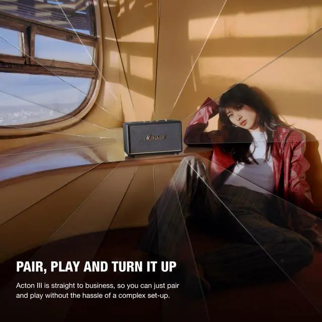Alt view image 3 of 7 - Acton III Bluetooth Home Speaker - Loud Stereo Sound with Bass and Treble Controls | Plug-in Powered | 3.5mm Aux Input - Black