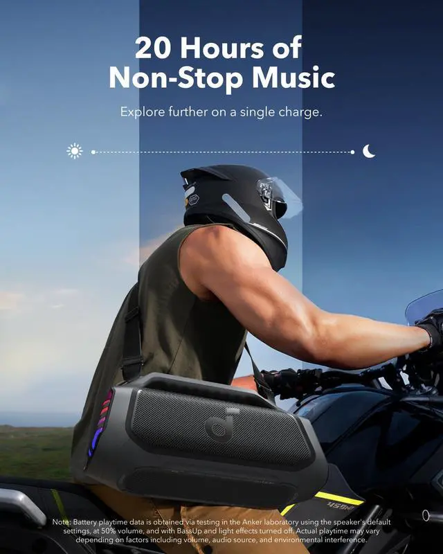Alt view image 2 of 7 - Boom 2 Plus Portable Speaker By Anker, 140W, 2+2 Channel Audio | IPX7 Waterproof, BassUp 2.0, 20H playtime, fast charge, RGB lights, power bank, Bluetooth 5.3, camping & beach use