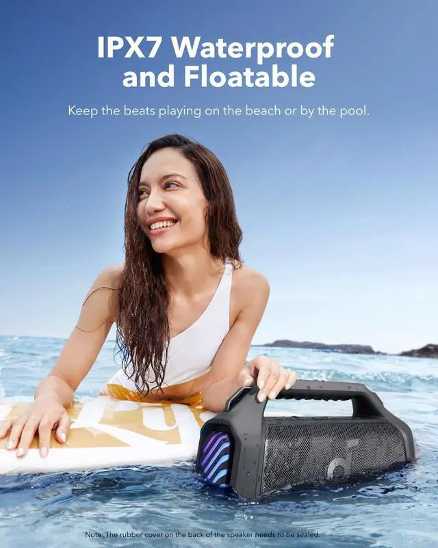 Alt view image 3 of 7 - Boom 2 Plus Portable Speaker By Anker, 140W, 2+2 Channel Audio | IPX7 Waterproof, BassUp 2.0, 20H playtime, fast charge, RGB lights, power bank, Bluetooth 5.3, camping & beach use