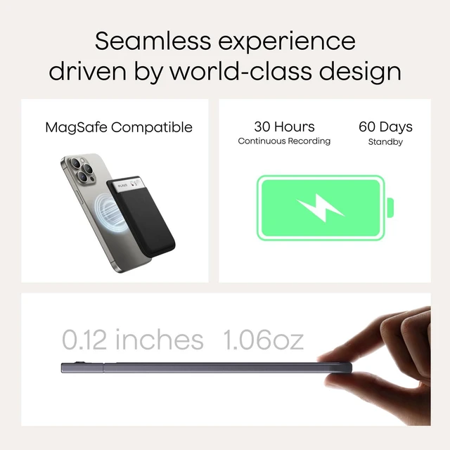 Alt view image 7 of 7 - Note AI Voice Recorder, Note Taker w/Case, App Control, Transcribe & Summarize with AI, Support 112 Languages, for Meetings, Calls, Lectures, Professionals, Teams, Starlight, Non-Pro Version