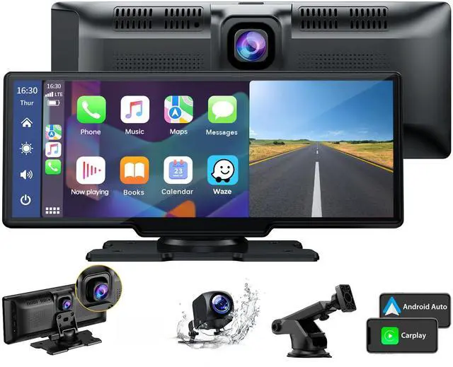 Main image of 9.26" Carplay Screen for Car with 2.5K Dash Cam, 1080P Backup Camera | Portable Touchscreen GPS Navigation, Car Stereo Receiver with Bluetooth,AirPlay,AUX,FM,Google,Siri,Upgrade Older Vehicle