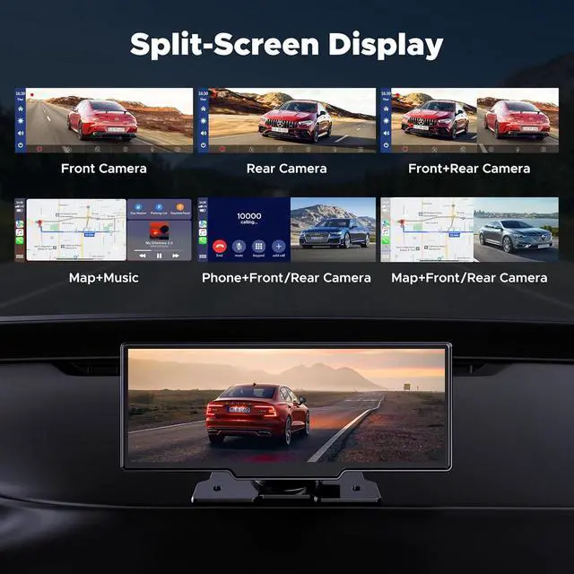 Alt view image 6 of 7 - 9.26" Carplay Screen for Car with 2.5K Dash Cam, 1080P Backup Camera | Portable Touchscreen GPS Navigation, Car Stereo Receiver with Bluetooth,AirPlay,AUX,FM,Google,Siri,Upgrade Older Vehicle