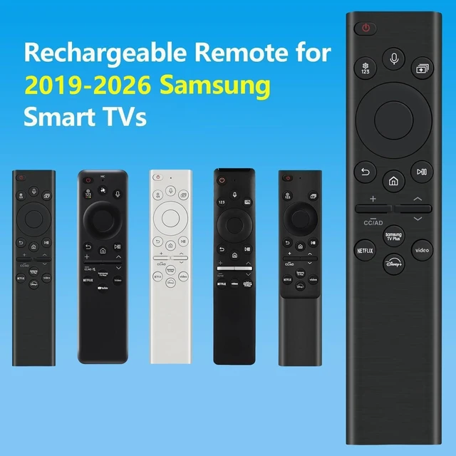Alt view image 2 of 7 - Rechargeable TV Remote for Samsung Smart TVs, Replacement for All 2019-2026 Samsung TV Remote Control with Voice Control. USB-C Fast Charging. Solar Charging