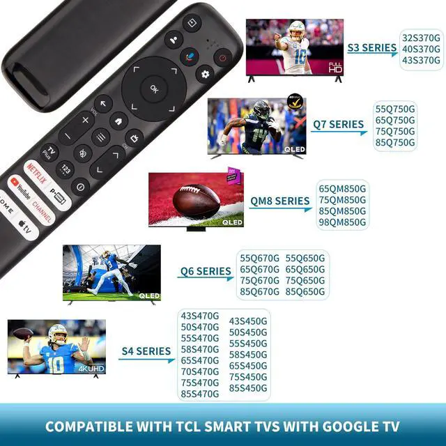 Alt view image 2 of 7 - Voice Remote Replacement for TCL Android Smart TVs,RC813 with Google Voice Function
