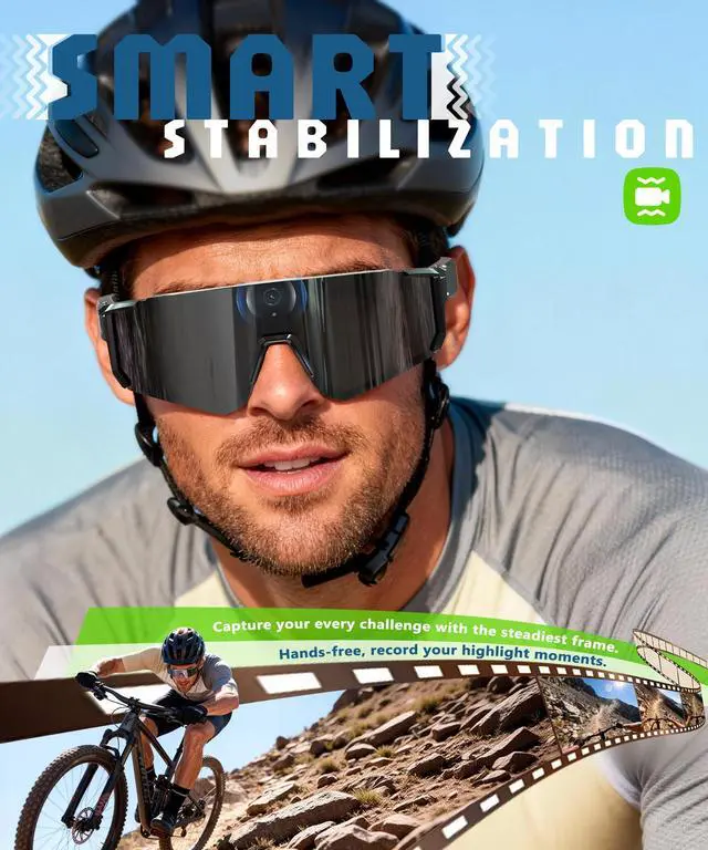 Alt view image 2 of 7 - AI Ultra Pro Smart Glasses: 4K Wearable Camera with 6-Axis EIS Stabilization, ChatGPT-4o Voice Assistant, IP66 Waterproof Sport Sunglasses, Dual-Mic ENC Noise Cancelling Obsidian Gray