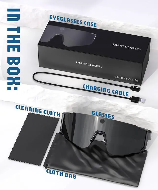 Alt view image 7 of 7 - AI Ultra Pro Smart Glasses: 4K Wearable Camera with 6-Axis EIS Stabilization, ChatGPT-4o Voice Assistant, IP66 Waterproof Sport Sunglasses, Dual-Mic ENC Noise Cancelling Obsidian Gray