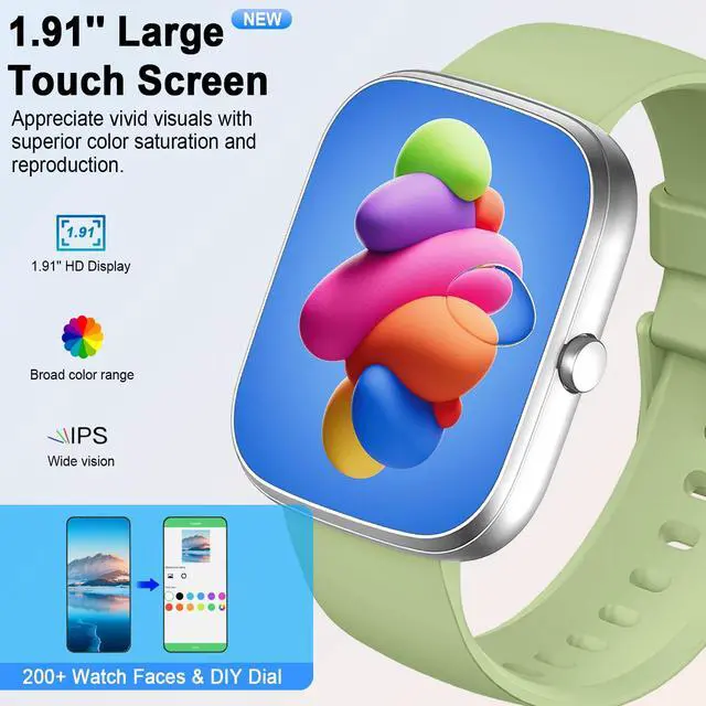 Alt view image 2 of 7 - Smart Watch for Men Women(Answer/Make Call), 2026 New1.91"HD Smartwatch with Heart Rate/Sleep Monitor/Pedometer/Calories Fitness Watch 110+ Sport Modes IP68 Waterproof Activity Tracker for Android iOS