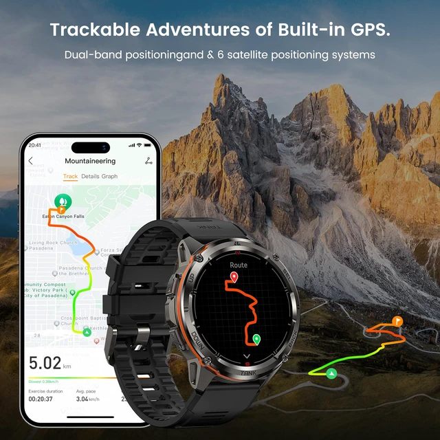 Alt view image 4 of 7 - T3 Ultra Smart Watches for Men, GPS, Rugged, Stainless Steel Body 5 ATM Waterproof, Extra-Large Battery Life, Answer/Make Call, 1.43" AMOLED Display, Compass, Compatible for Android & iPhone
