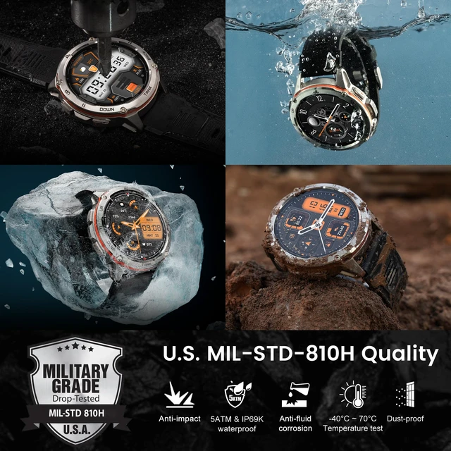 Alt view image 2 of 7 - T3 Ultra Smart Watches for Men, GPS, Rugged, Stainless Steel Body 5 ATM Waterproof, Extra-Large Battery Life, Answer/Make Call, 1.43" AMOLED Display, Compass, Compatible for Android & iPhone