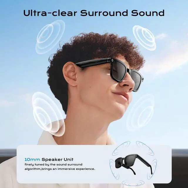 Alt view image 7 of 7 - AI Smart Glasses,HD 1080P Camera Glasses with Video Recording & Photo Taking,140+ Language Real-Time Translation Glasses Perfect for Travel, Business(Black)