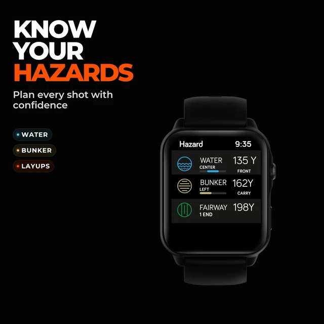 Alt view image 3 of 7 - W1 Golf GPS Watch Front, Middle & Back Distances, Hazard Tracking, No Subscription