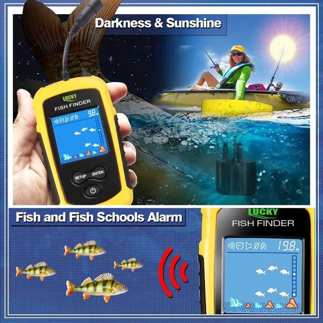Alt view image 4 of 7 - Kayak Portable Fish Depth Finder Water Handheld Fish Finder Sonar Castable Kayak Boat Fishfinder Transducer Fishing LCD Display FFC1108