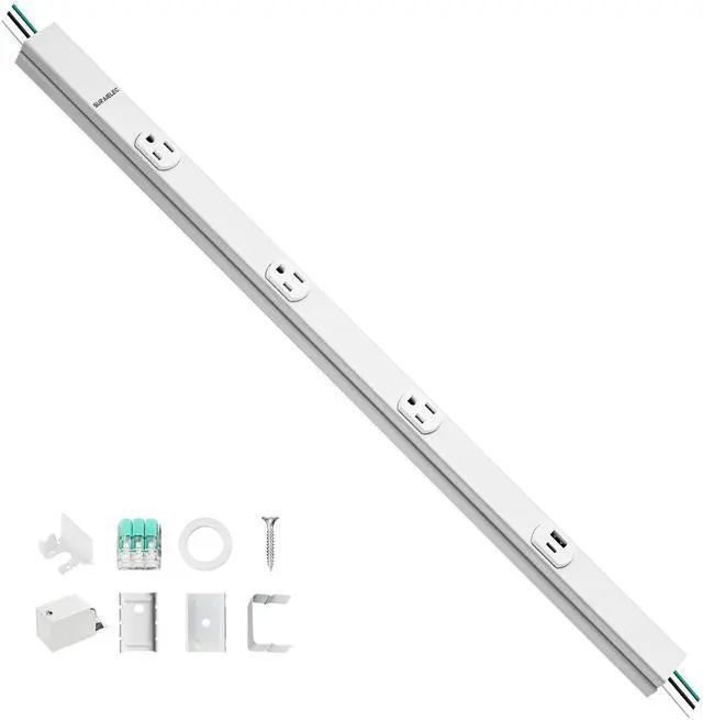 Main image of 24 in Hardwired Under Cabinet Power Strip with USB-A & USB-C | 3 TR Outlets, Custom Length Plug Molding Under Cabinet, Seamless Outlet Strip for Kitchen Cabinets, Workshop, ETL Listed