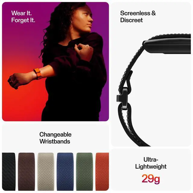 Alt view image 2 of 7 - Loop Smart Screen-Free Wearable Health & Fitness Band with 24/7 Heart Rate, Sleep & Activity Tracking, Automatic Training Detection, No Subscription, 8-Day Battery