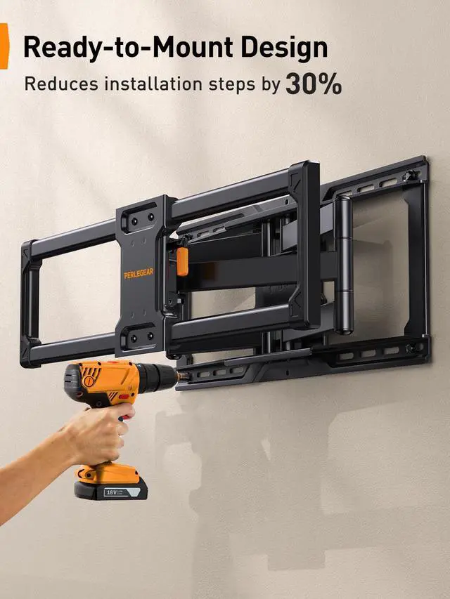 Alt view image 4 of 7 - Full Motion TV Wall Mount for 4290 inch TVs up to 150 lbs | UL Listed TV Mount with Pre-Assembled Design, Tool-Free Tilt, Swivel, Extension, VESA 600 x 400mm, 16/24 Wood Studs, PGLF16
