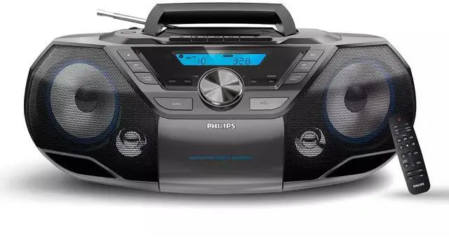 Main image of Portable CD Player Boombox Bluetooth with Cassette Player All in one Powerful Stereo Boom Box CD Player for Home Mega Bass Reflex Speakers, Radio/USB/MP3/AUX Input with Backlight LCD Display
