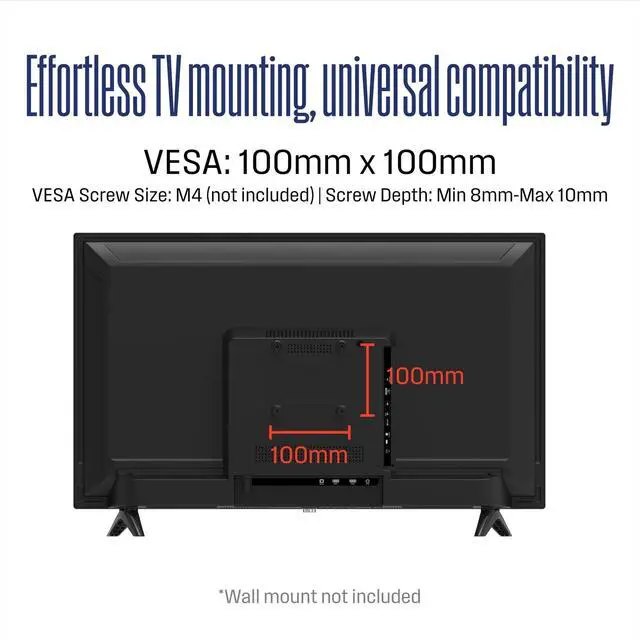Alt view image 7 of 7 - 32 Inch TV, HD LED Small Flat Screen Non-Smart Television, Works with Fire Stick, Roku, Apple TV, TiVo, Xumo, and Streaming Devices (2026 Model)