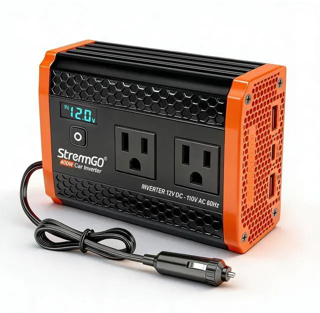 Main image of 400W Power Inverters for Vehicle Dual AC Car Plug Adapter Outlet | USB 24W/30W Fast Charge, Inverter 12V to110V, Cigarette Lighter Adapter for Laptop/Camping/Road Trippers