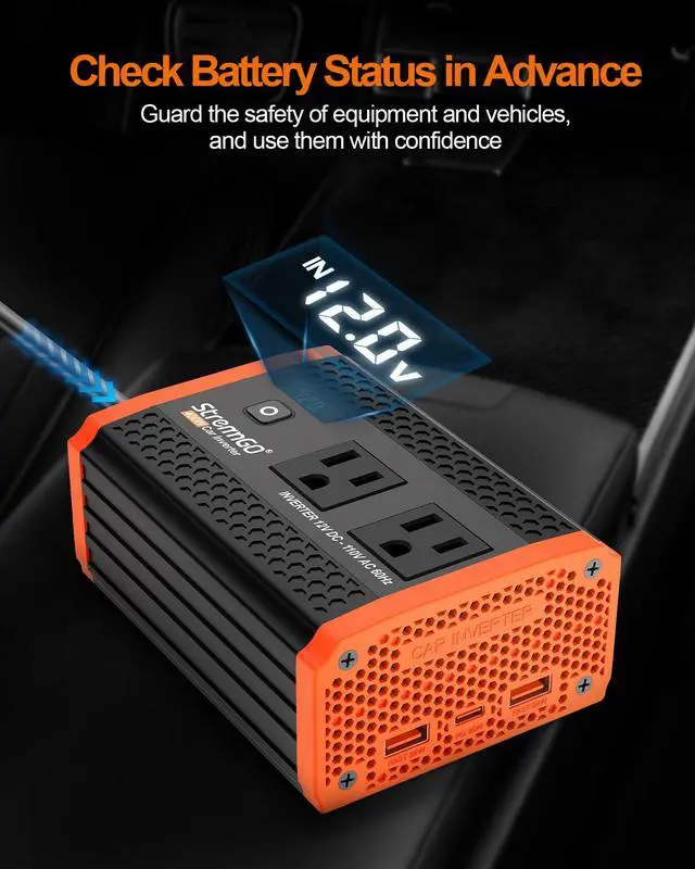 Alt view image 3 of 7 - 400W Power Inverters for Vehicle Dual AC Car Plug Adapter Outlet | USB 24W/30W Fast Charge, Inverter 12V to110V, Cigarette Lighter Adapter for Laptop/Camping/Road Trippers