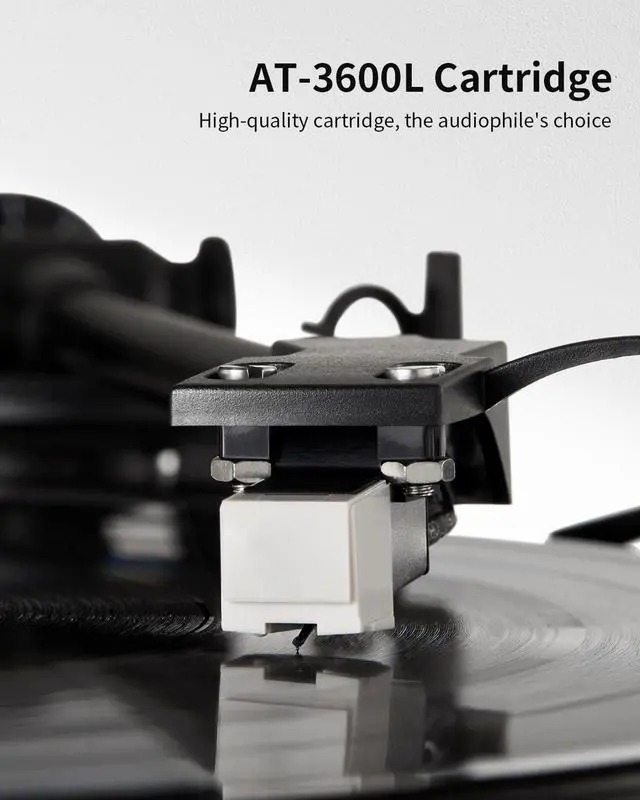 Alt view image 3 of 7 - Vinyl Record Player, Bluetooth Turntable with Built in Speakers Phono Preamp, High Fidelity Turntables for Vinyl Records with Magnetic Cartridge AT-3600L, Belt Drive 2-Speed