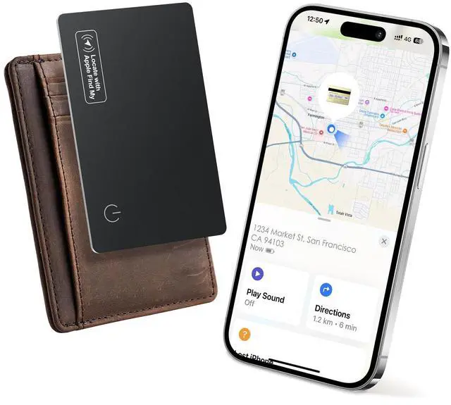 Main image of Wallet Tracker Card 0.07in Slim, Compatible with Apple Find My iOS Only, Bluetooth Tracker Smart Tracking Card Wallet Finder, IP68 Waterproof, Item Locator for Luggage Tags, Passports, Purse