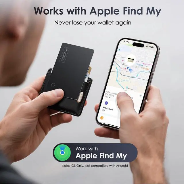 Alt view image 2 of 7 - Wallet Tracker Card 0.07in Slim, Compatible with Apple Find My iOS Only, Bluetooth Tracker Smart Tracking Card Wallet Finder, IP68 Waterproof, Item Locator for Luggage Tags, Passports, Purse