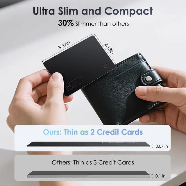 Alt view image 4 of 7 - Wallet Tracker Card 0.07in Slim, Compatible with Apple Find My iOS Only, Bluetooth Tracker Smart Tracking Card Wallet Finder, IP68 Waterproof, Item Locator for Luggage Tags, Passports, Purse