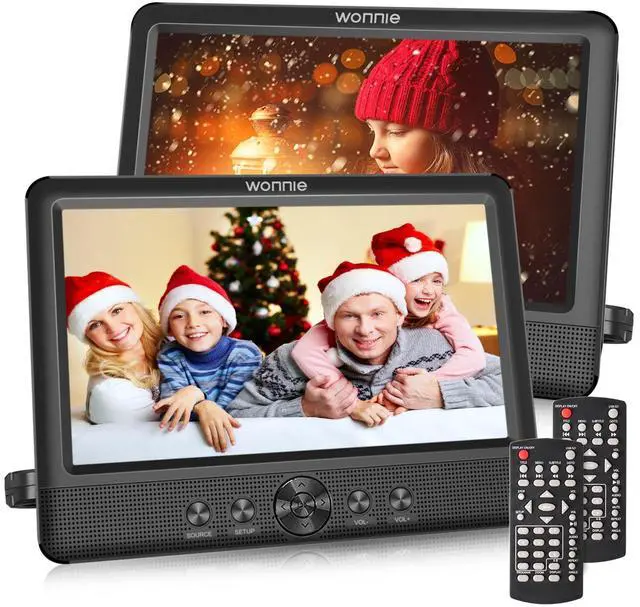 Main image of 10.5" Two DVD Players Dual Screen for Car Portable CD Player, Play a Same or Two Different Movies with Two Mounting Brackets, 5-Hour Rechargeable Battery, Support USB/SD Card Reader