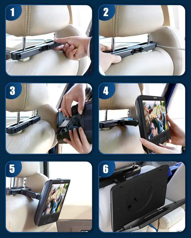Alt view image 7 of 7 - 10.5" Two DVD Players Dual Screen for Car Portable CD Player, Play a Same or Two Different Movies with Two Mounting Brackets, 5-Hour Rechargeable Battery, Support USB/SD Card Reader