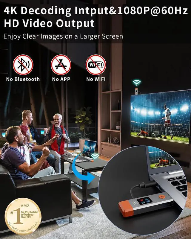 Alt view image 3 of 7 - Wireless HDMI Transmitter and Receiver 328ft/100m Extender 1080P Output | Ultra HD 4K Decode Input Plug&Play Portable 2.4G/5.8G for Video and Audio to Monitor from PC/Projector/TV Box LED Display