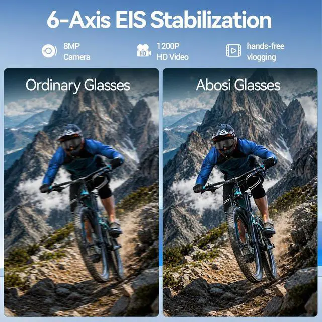 Alt view image 3 of 7 - AI Smart Glasses with Camera, ChatGPT & AI Object Recognition, 1200P Video with 6-Axis EIS, Polarized UV400 Sunglasses, Real-Time Translation, IP64 Waterproof for Cycling, Hiking & Vlogging