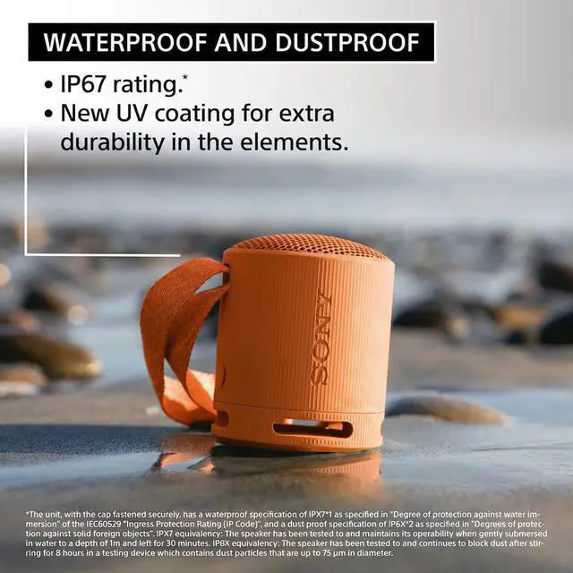 Alt view image 4 of 7 - SRS-XB100 Wireless Bluetooth Portable Lightweight Speaker, Black | 16 Hr Battery, Super-Compact Travel Speaker, IP67 Waterproof & Dustproof Shower Speaker, Versatile Strap, Hands-free Calling