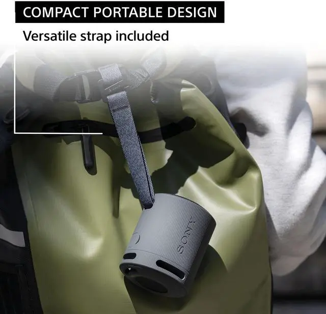 Alt view image 2 of 7 - SRS-XB100 Wireless Bluetooth Portable Lightweight Speaker, Black | 16 Hr Battery, Super-Compact Travel Speaker, IP67 Waterproof & Dustproof Shower Speaker, Versatile Strap, Hands-free Calling