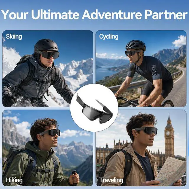 Alt view image 7 of 7 - AI Smart Glasses with Camera, ChatGPT & AI Object Recognition, 1200P Video with 6-Axis EIS, Polarized UV400 Sunglasses, Real-Time Translation, IP64 Waterproof for Cycling, Hiking & Vlogging