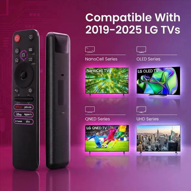 Alt view image 2 of 7 - for LG TV Remote | LG Smart TVs (2019-2025 Models) | Voice Control & Pointer Function | Compatible with OLED/QNED/NanoCell/UHD 4K/8K TVs & Models MR25GA/MR24GA/MR23GA/MR22GA/MR21GA/MR20GA