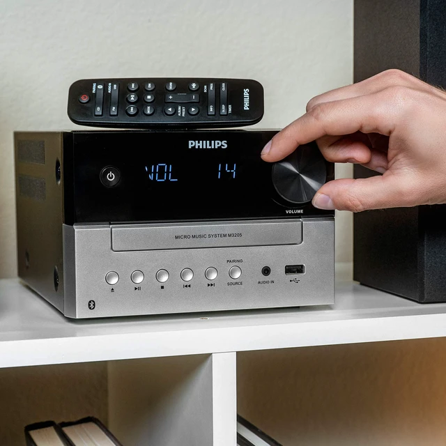 Alt view image 6 of 7 - Bluetooth Stereo System for Home with CD Player for Home, Wireless Streaming, MP3, USB, Audio in, FM Radio, 18W, Micro Music Sound System