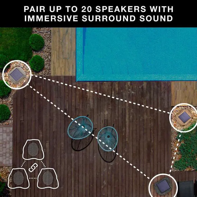 Alt view image 3 of 7 - Rock Speaker Connect - Outdoor Bluetooth Solar Speaker - Stone | Rock-shaped outdoor speaker, Bluetooth 5.3, solar and USB-C charge, 22-hr battery, link up to 20, IP65